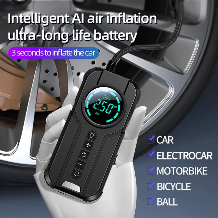 Multi-Function Portable Car Jump Starter with Air Compressor, Power Bank, and Emergency Light