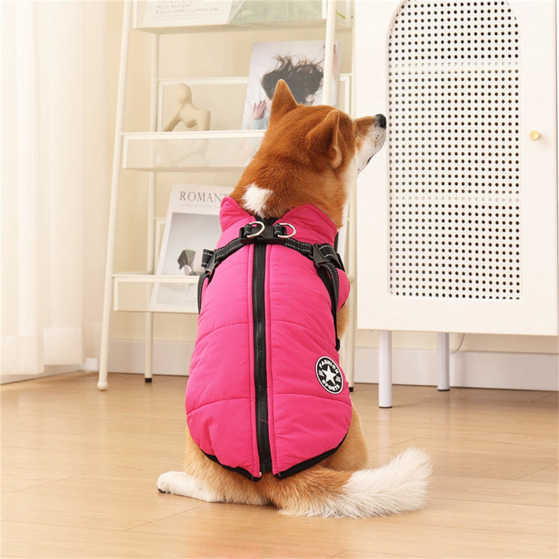 waterproof dog coat with harness, view 2 - MRSLM