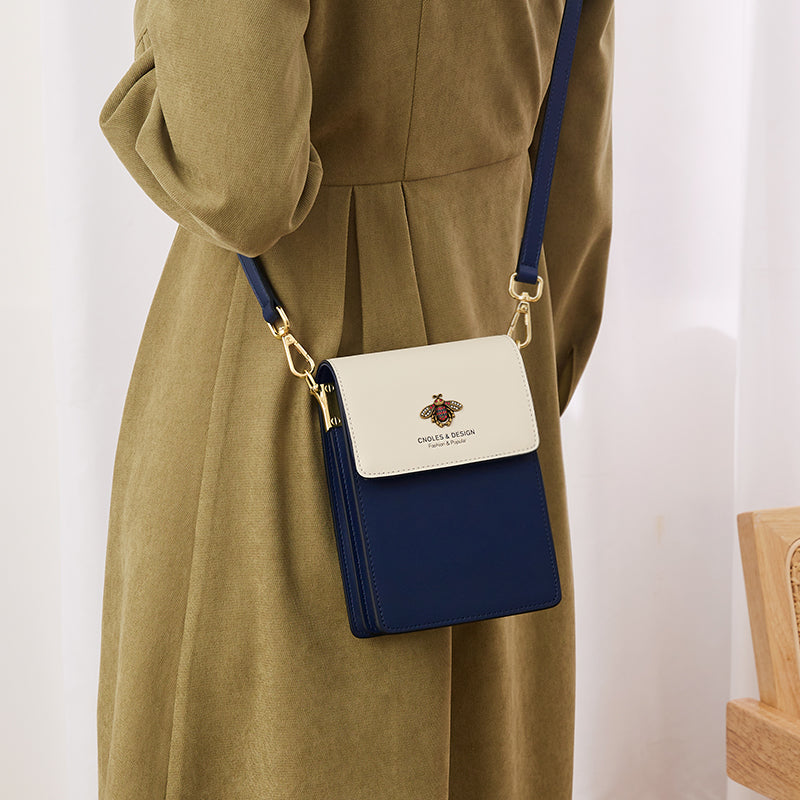 Bolsa feminina de luxo com design de abelha, para usar no ombro ou transversal.