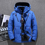 men's white duck down hooded jacket, view 5 - MRSLM
