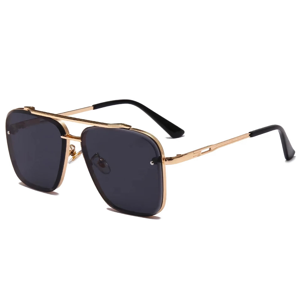 Klassische quadratische Vintage-Sonnenbrille – Luxuriöse UV400-Sonnenbrille mit Metallrahmen für Damen und Herren