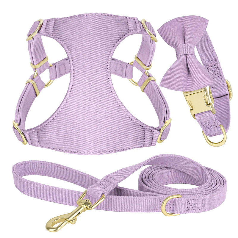 bowtie dog collar harness leash set, view 2 - MRSLM