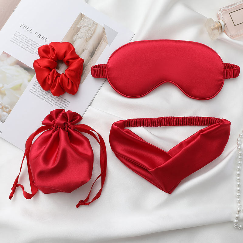 Conjunto de máscara de seda para os olhos e corda de cabelo