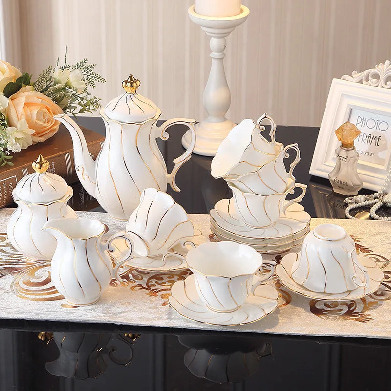 Gold inlay bone china coffee set, view 3 - MRSLM