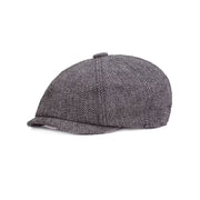 vintage wool herringbone flat cap, view 2 - MRSLM