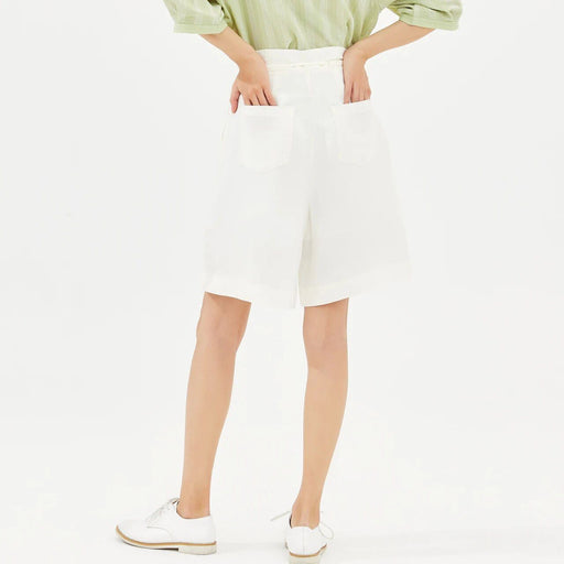 women's linen lace-up shorts, view 2 - MRSLM