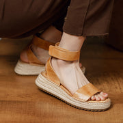 yellow leather platform sandals, view 5 - MRSLM