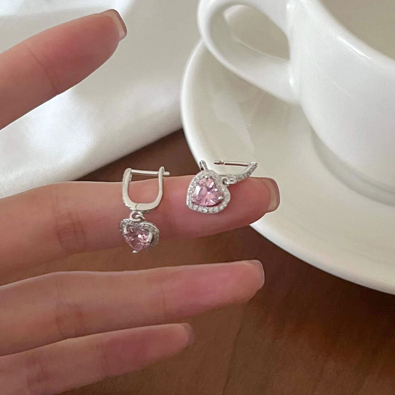 sterling silver heart stud earrings, view 6 - MRSLM