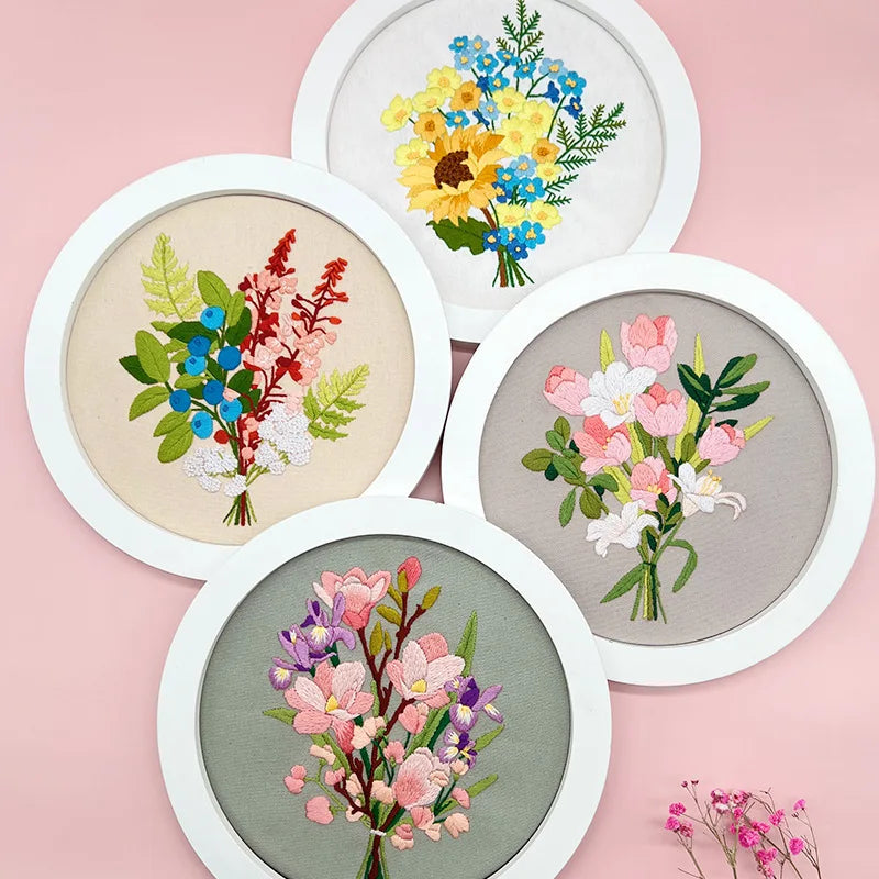 Kit de Bordado de Flores para Iniciantes