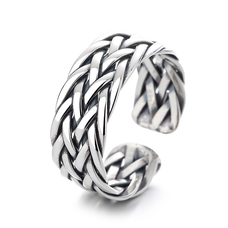 Sterling Silver Vintage Distressed Handmade Woven Twisted Ring