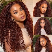 Long curly front lace brown wig, view 2 - MRSLM