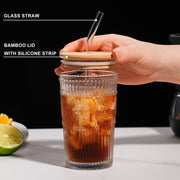 350ml glass cup with wooden lid and straw, view 4 - MRSLM