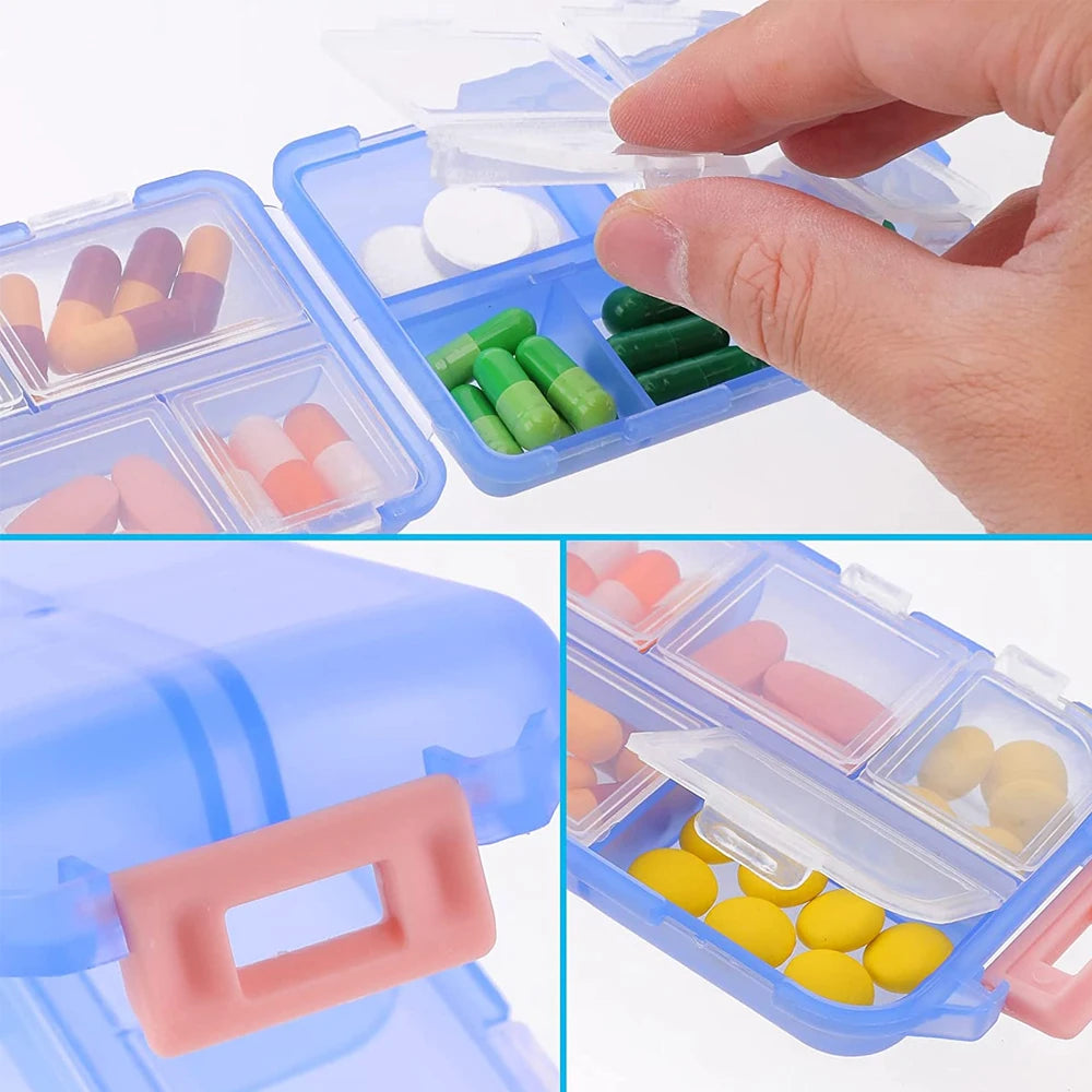 Portable 10-Grid Travel Pill Organizer Box