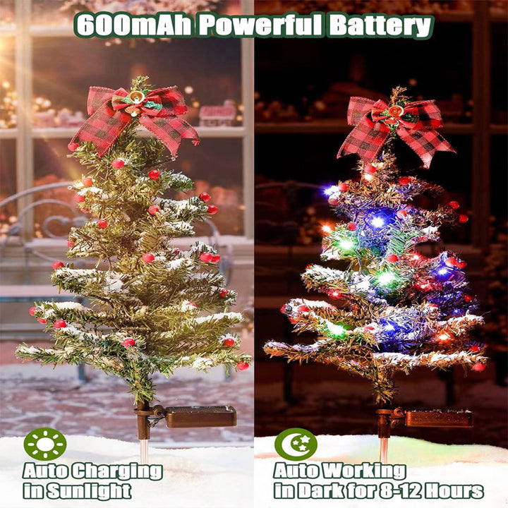 Waterproof Outdoor Christmas Decorations Solar Christmas Tree 2 Modes Yard Stake Christmas Pathway Light For Garden Yard Decor