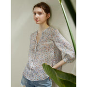 ramie floral blouse, view 5 - MRSLM