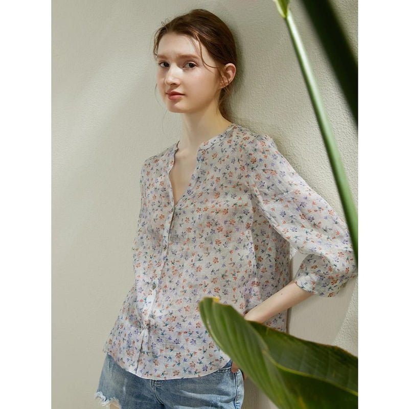 ramie floral blouse, view 5 - MRSLM