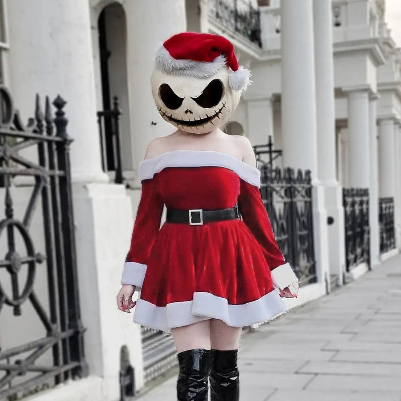 christmas off-shoulder a-line dress, view 3 - MRSLM