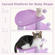 small purple flower cat tree with condo, view 5 - MRSLM