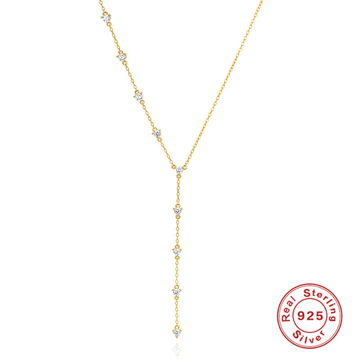 Sterling Silver Super Flash Colored Diamond Collarbone Necklace