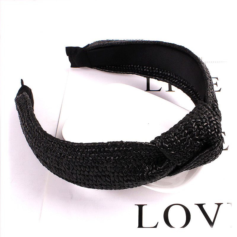 solid color knotted headband, view 9 - MRSLM