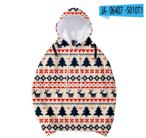 women's christmas print detachable hood sweater, view 2 - MRSLM
