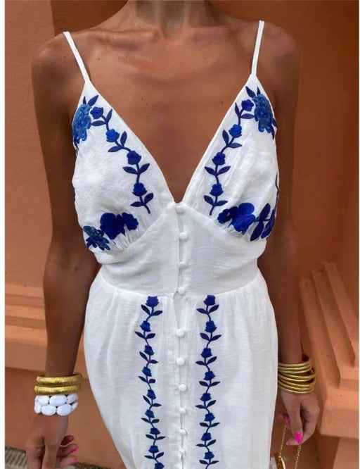 embroidered slip top dress white, view 6 - MRSLM