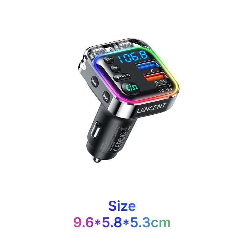 bluetooth 5.3 fm transmitter with 30w pd and qc3.0 charger, view 7 - MRSLM