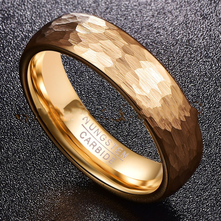 Gold Plated Tungsten Steel Ring 6MM Wide And Thick