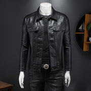 men's lapel pu leather coat, view 2 - MRSLM