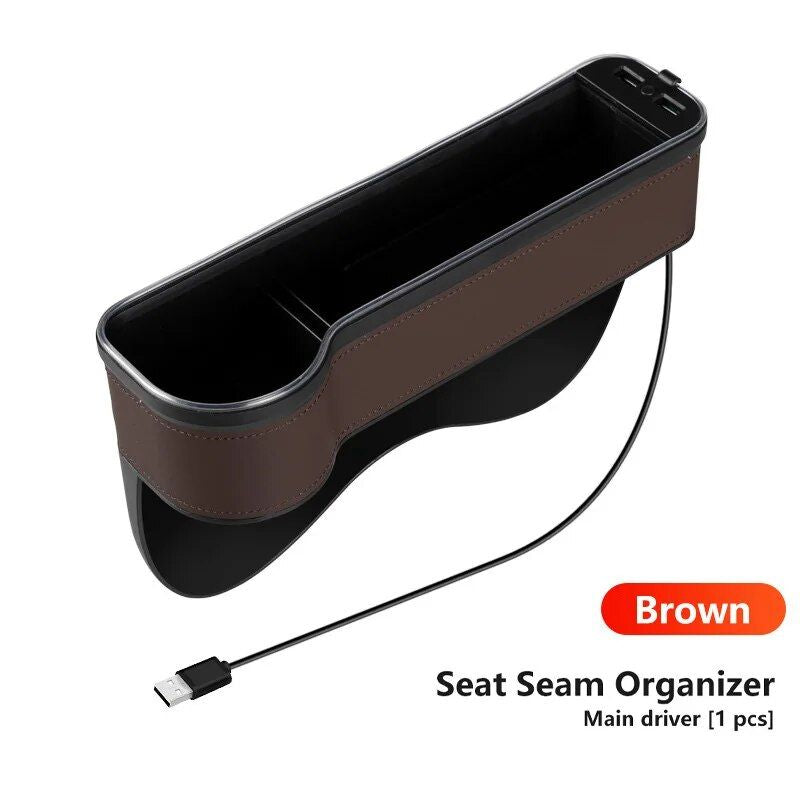 led car seat gap organizer with dual usb, view 8 - MRSLM