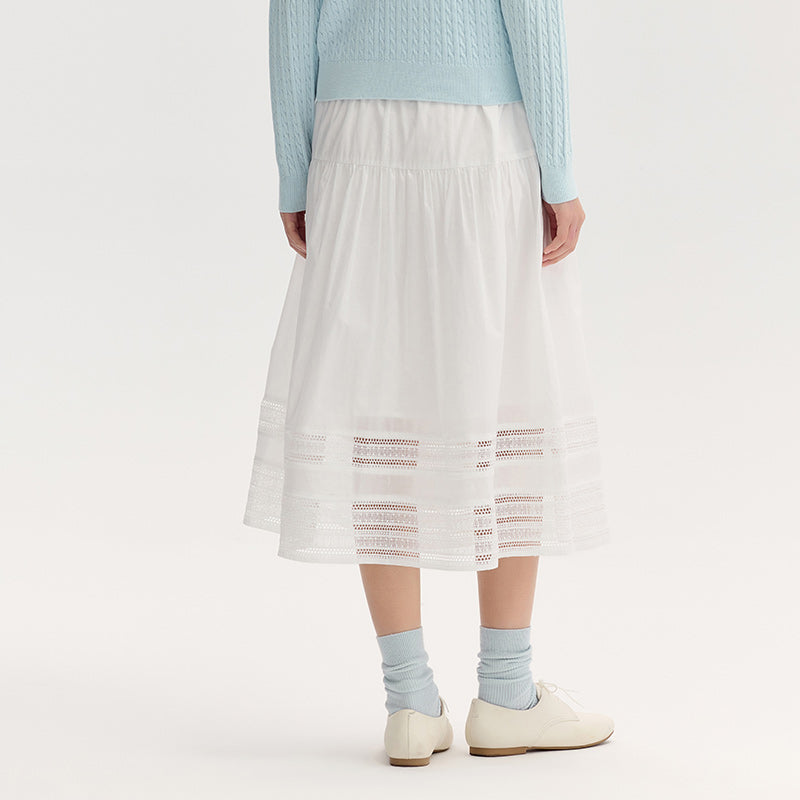elegant lace hem midi skirt, view 6 - MRSLM