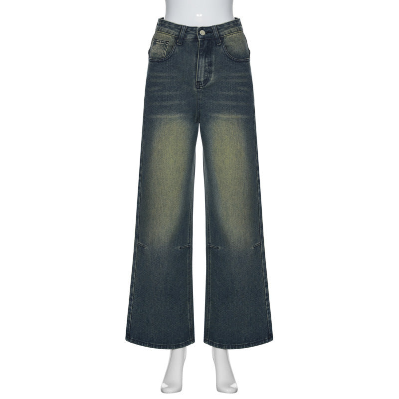 Women's Summer New Washed Gradient Retro Mid-waist Jeans