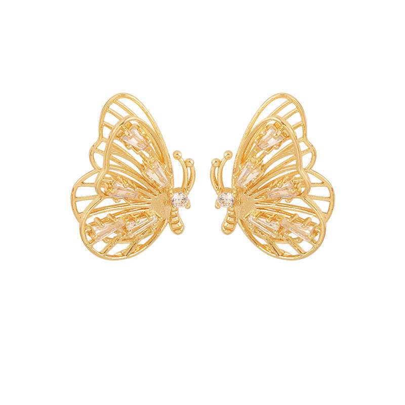 Temperament Simple Vintage Three-dimensional Butterfly Earrings Female