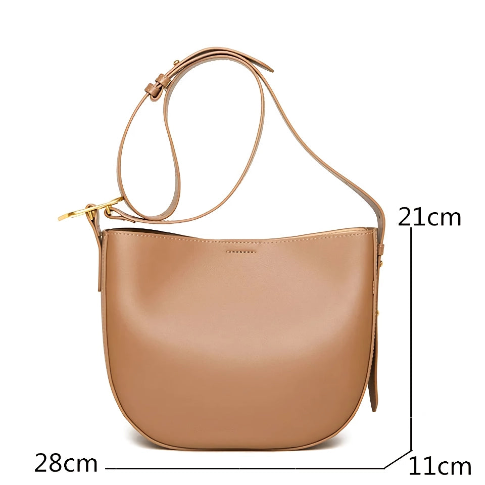 Vintage Cowhide Leather Shoulder Bag for Women - Stylish Crossbody Tote