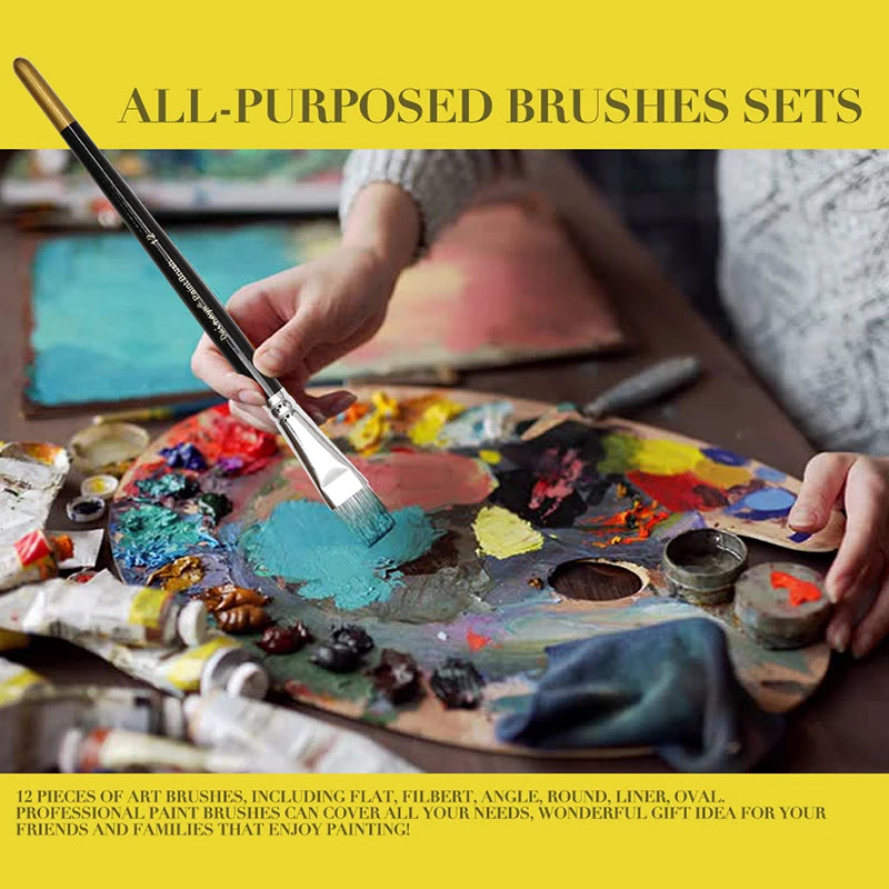 12-piece artist paint brush set, view 5 - MRSLM