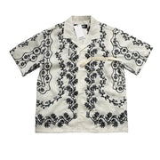 vine plant print short sleeve lapel shirt men, view 6 - MRSLM