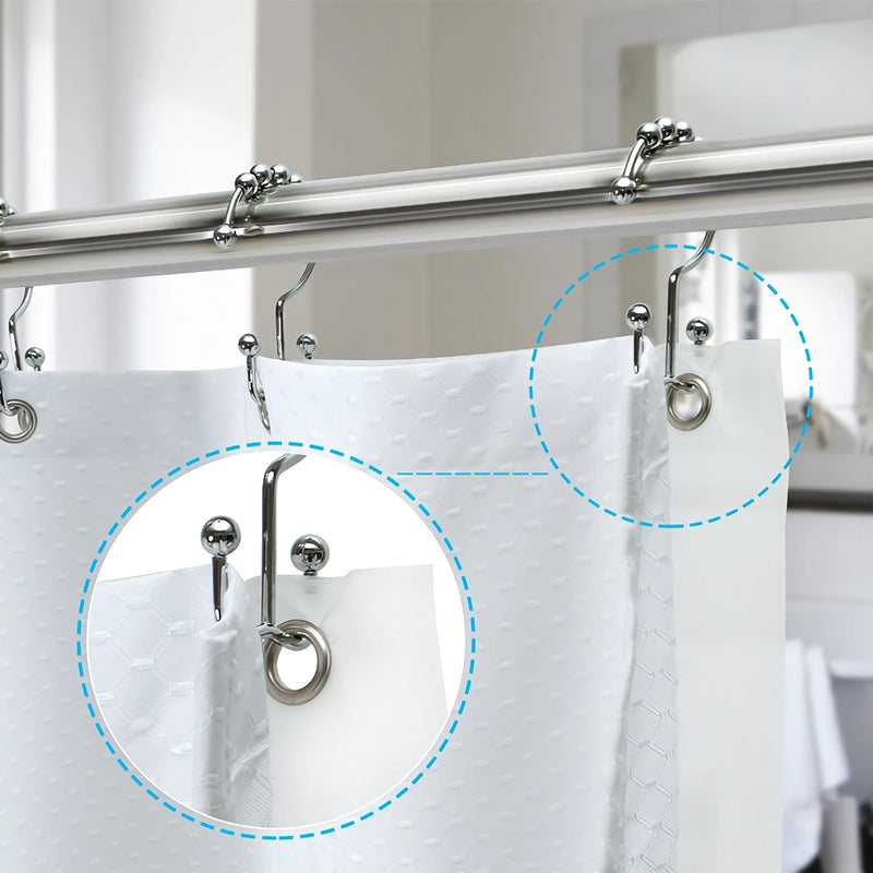 12-pack metal double glide shower curtain hooks, view 6 - MRSLM