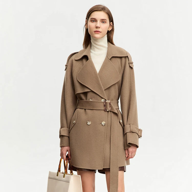 Eleganter, mittellanger Wollmantel für den Herbst für Damen