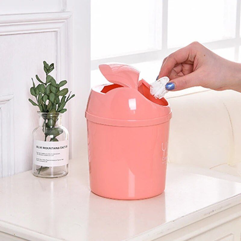 Compact Rolling Lid Mini Trash Bin - Portable Garbage Can for Car & Desk
