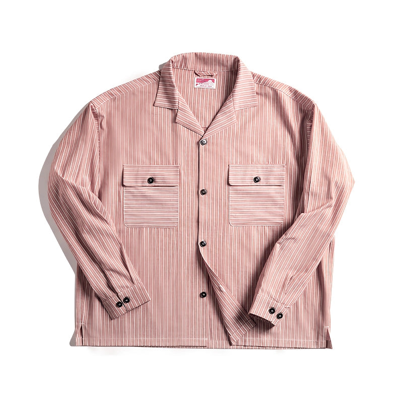 striped Cuban collar shirt, view 4 - MRSLM