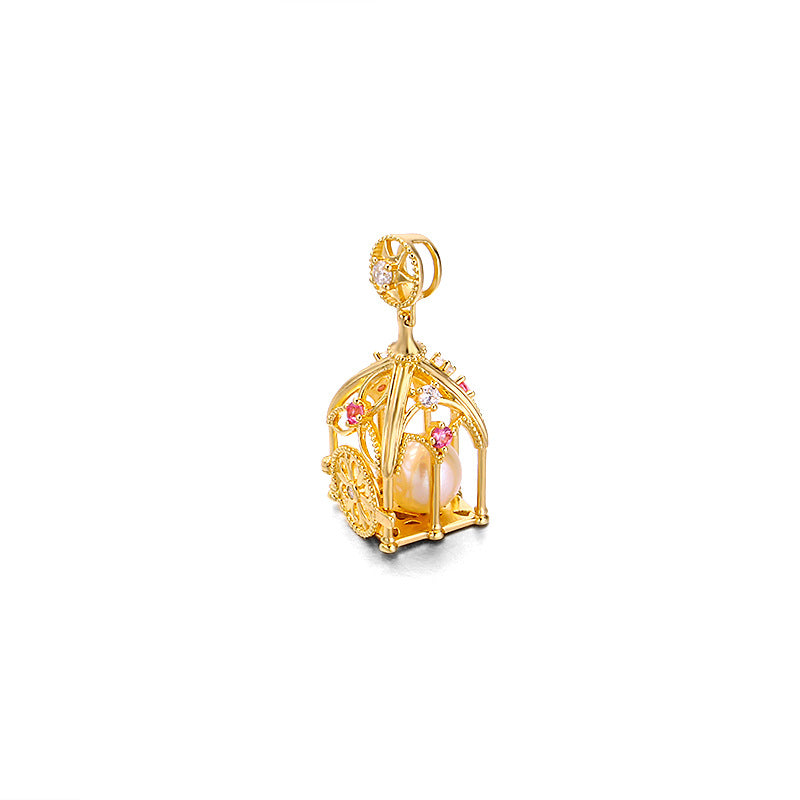 Fairy Tale Pumpkin Carriage Birdcage Necklace