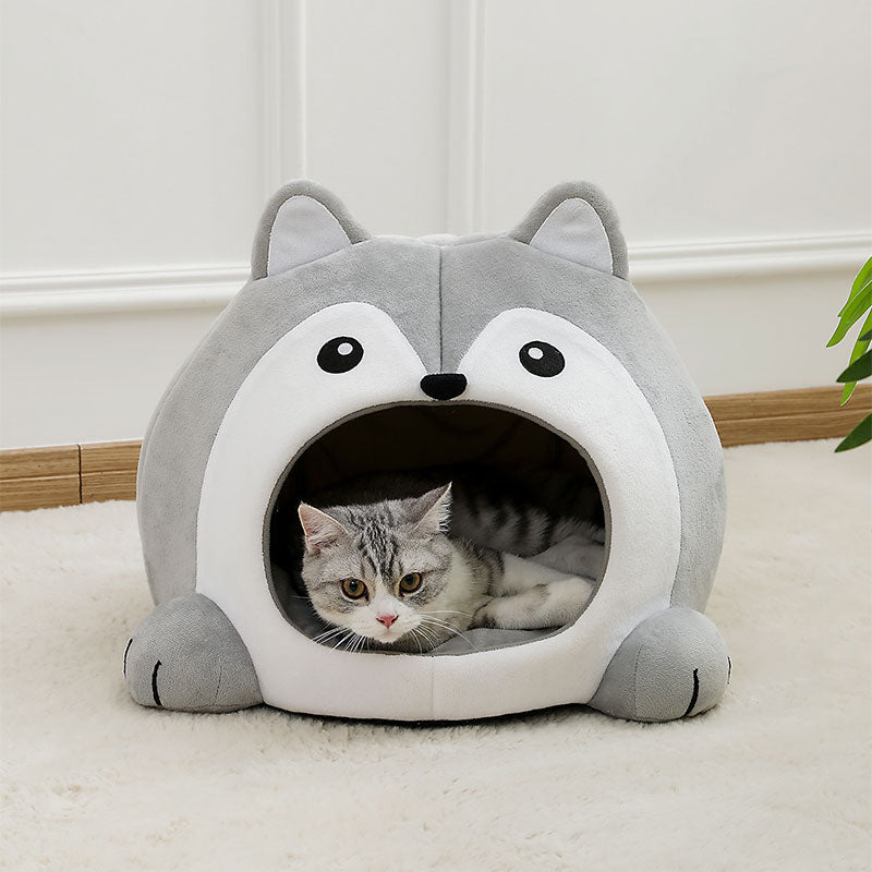 cozy plush cat bed and lounger, view 5 - MRSLM