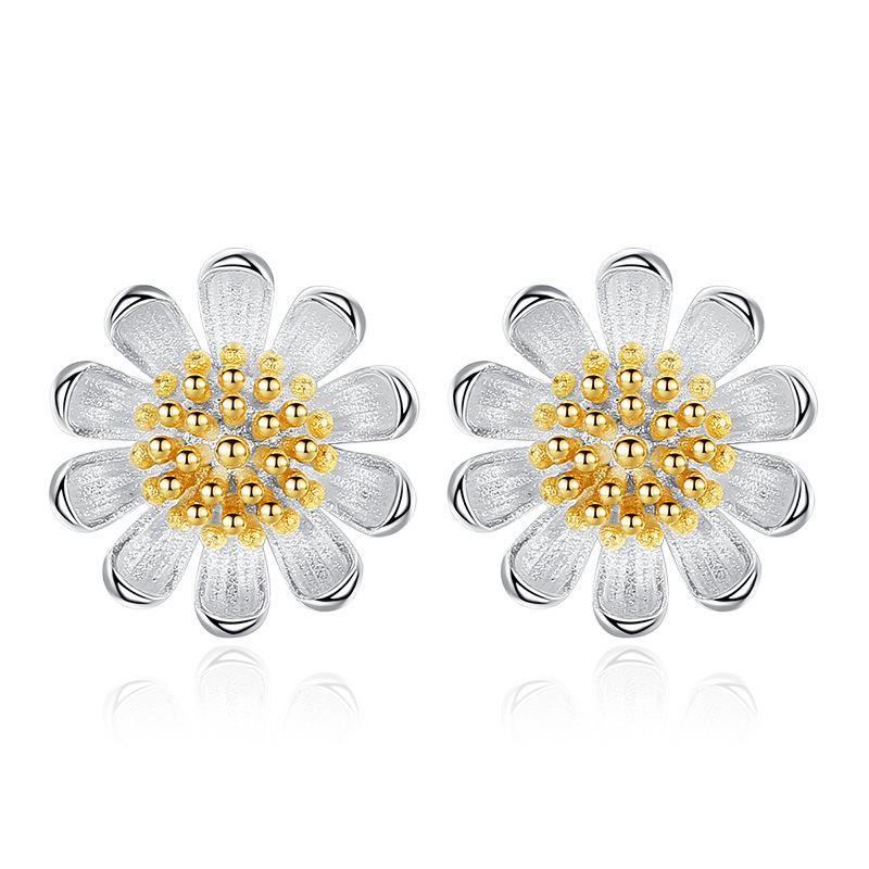 Sterling silver small daisy flower stud earrings - MRSLM