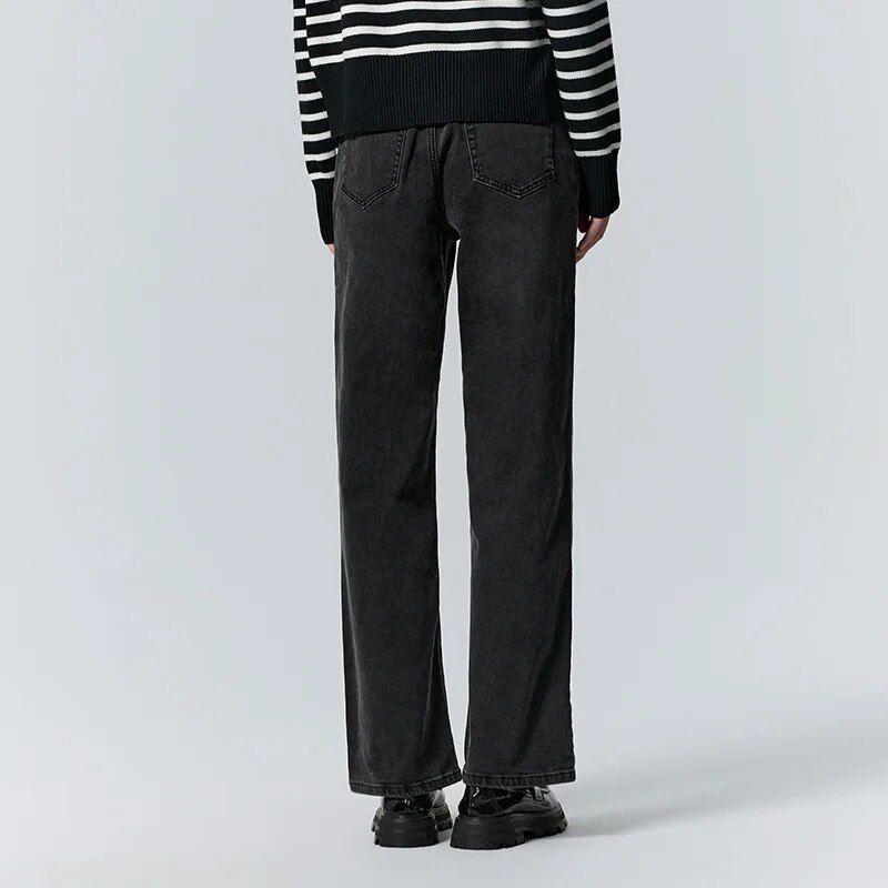 Used-Look-Jeans mit weitem Bein für Damen