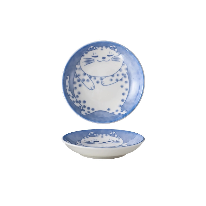 lucky cat ceramic dish, view 4 - MRSLM