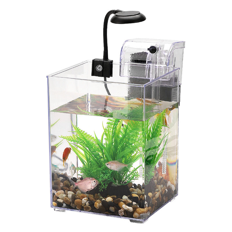usb desktop fish tank with led lights, view 5 - MRSLM