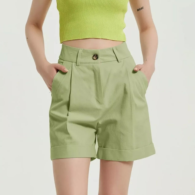 Lässige Shorts mit hohem Bund und weitem Bein