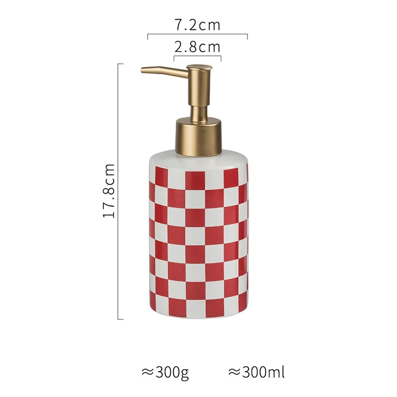 plaid ceramic bathroom dispenser, view 5 - MRSLM