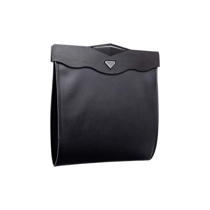 LED-Lit Magnetic Car Trash Bin with Waterproof PU Leather Storage