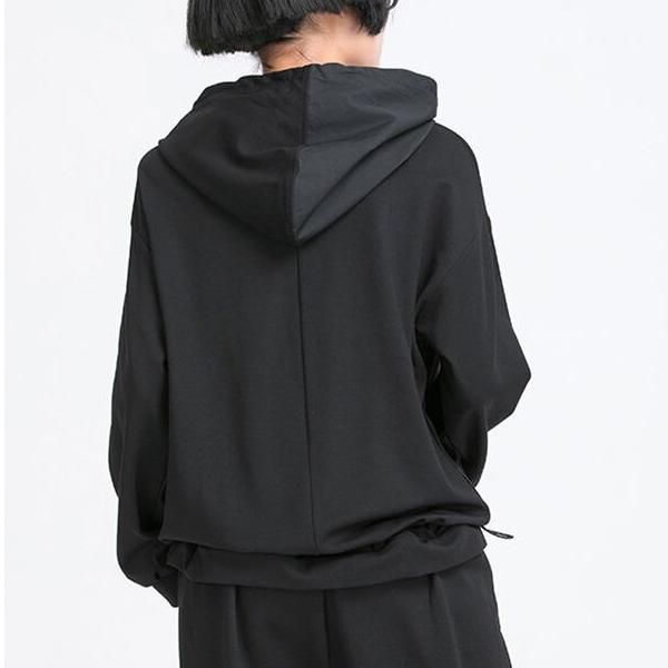 black drawstring hooded t-shirt, view 5 - MRSLM